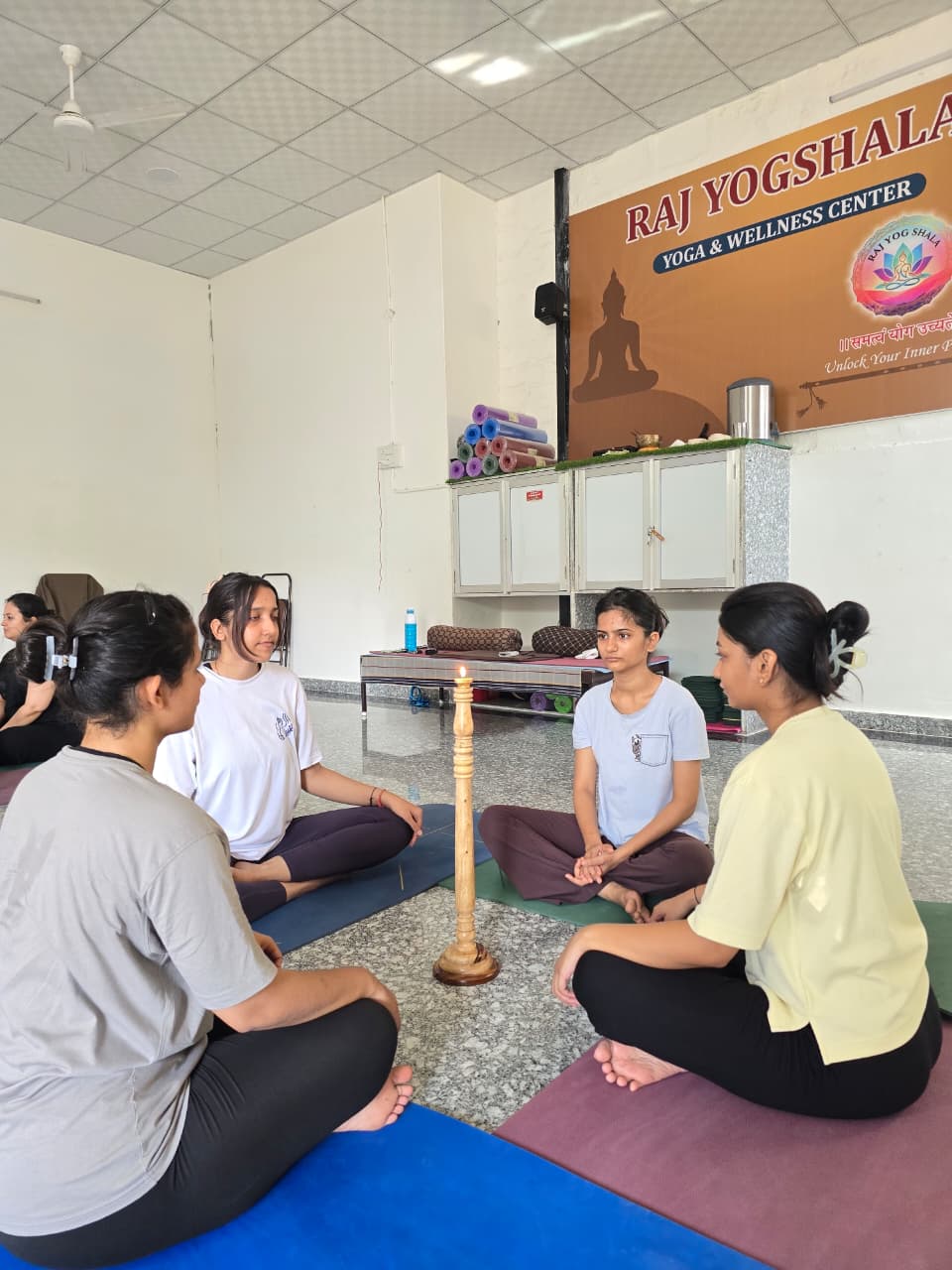 Community circle at Raj Yogashala